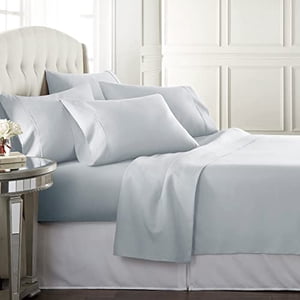 Danjor Linens California King Size Bed Sheets Set - 1800 Series 6 Piece Bedding Sheet & Pillowcases Sets w/ Deep Pockets - Fade Resistant & Machine Washable - Ice Blue