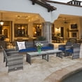thumbnail image 1 of Costway 8PCS Patio Rattan Furniture Set Conversation Glass Table Top Sofa Cushioned Navy, 1 of 10