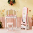 thumbnail image 2 of Costway Kids Vanity Set Princess Makeup Dressing Table & Chair Set with Jewelry Armoire Pink, 2 of 10