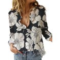 thumbnail image 1 of Innerwin Shirts Button Down Ladies Blouse Business Long Sleeve Loose Tops Black Flower S, 1 of 2