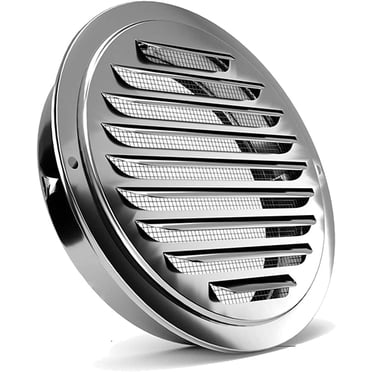 ORUYROP Lot de 4 Évents d'Air en Acier Inoxydable, Couvercle de Grille à Persiennes, Hotte d'Évent, Conduit Plat, Ventilation, Paroi d'Évent d'Air, Sortie d'Air avec Moustiquaire (4 Pouces)
