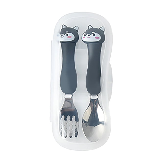 EGNMCR tableware set primary school stainless steel tableware cute fork spoon Dinner plate