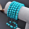 thumbnail image 2 of Natural Healing Power Gemstone Crystal Beads Unisex Adjustable Macrame Bracelets 8mm,Blue Turquoise, 2 of 4