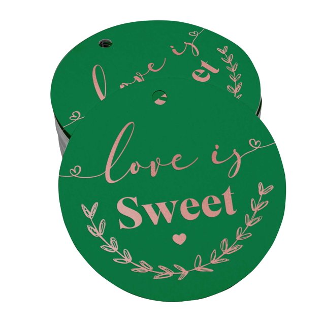 Inkdotpot Pack Of 100 Real Rose Gold Foil Paper Tags Love Is Sweet Wedding Favor Hang Tags