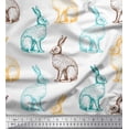 thumbnail image 1 of Soimoi White Poly Georgette Fabric Rabbit Animal Print Fabric by metre 42 Inch Wide, 1 of 1