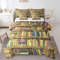 thumbnail image 1 of YST Bookcase 7 Piece Comforter Set,Cartoon Bookshelf Bedding Set for Kids Child,Shabby Bookshelf Bed in a Bag,Retro Bookrack Academic Collection Books Flat Fitted Sheet Reversible,Queen, 1 of 5