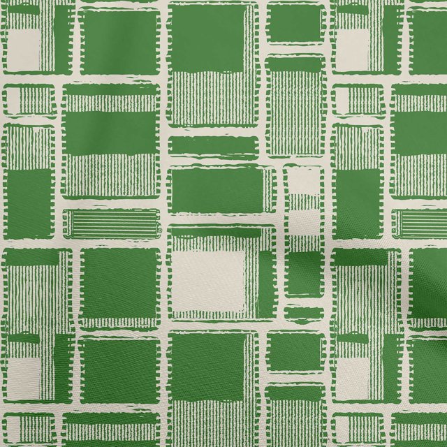 oneOone Georgette Viscose Green Fabric Geometrical Craft Projects Decor Fabric Printed By The Yard 42 Inch Wide