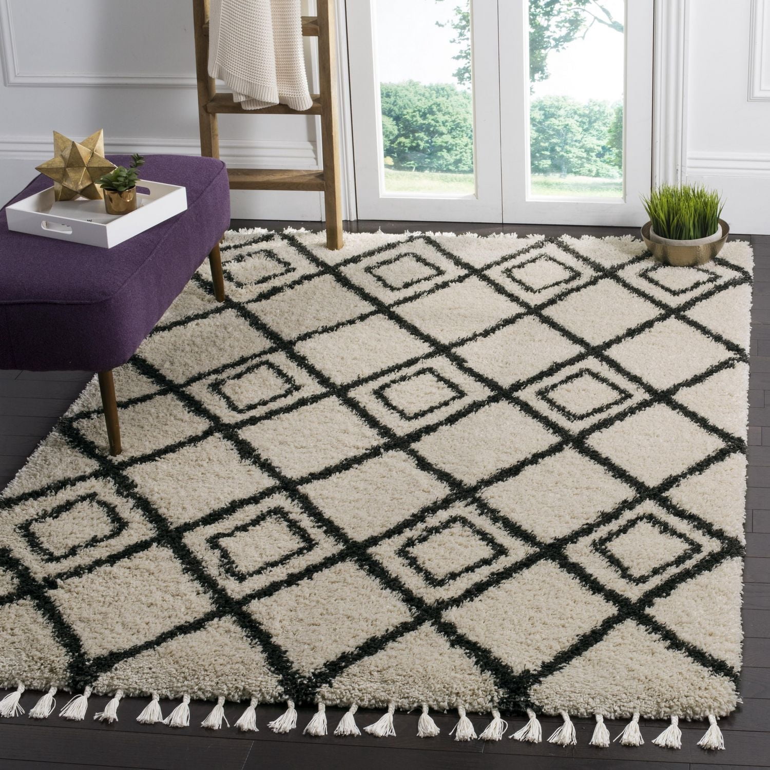 Safavieh Moroccan Fringe Kingston Tapis Géométrique Shag