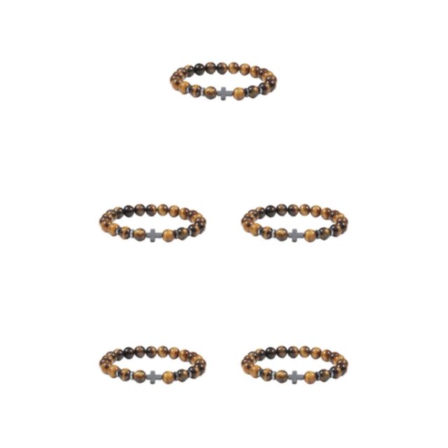 kurtrusly Wide Application Exquisite Beads Bracelet For Versatile Fashion Gifts Bracelets tiger eye stone 5Set