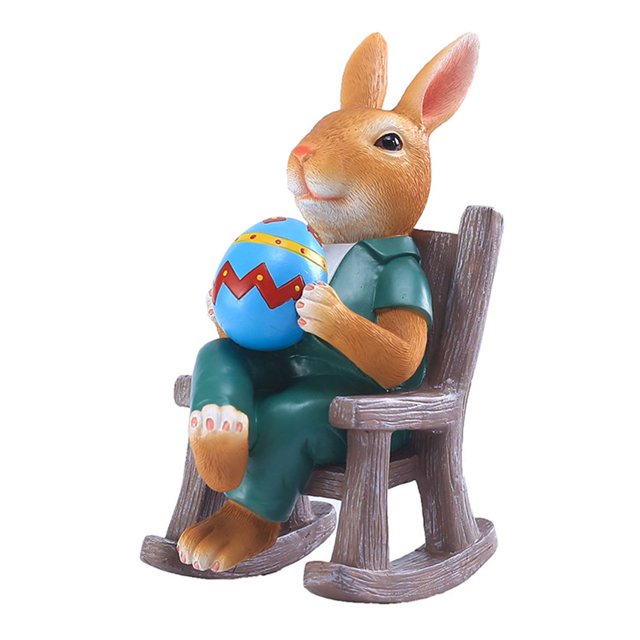 MesaSe Bunny Sitting Rocking Chair Figurine Finely Designed Cute Appearance for Home Table Desktop Ornament