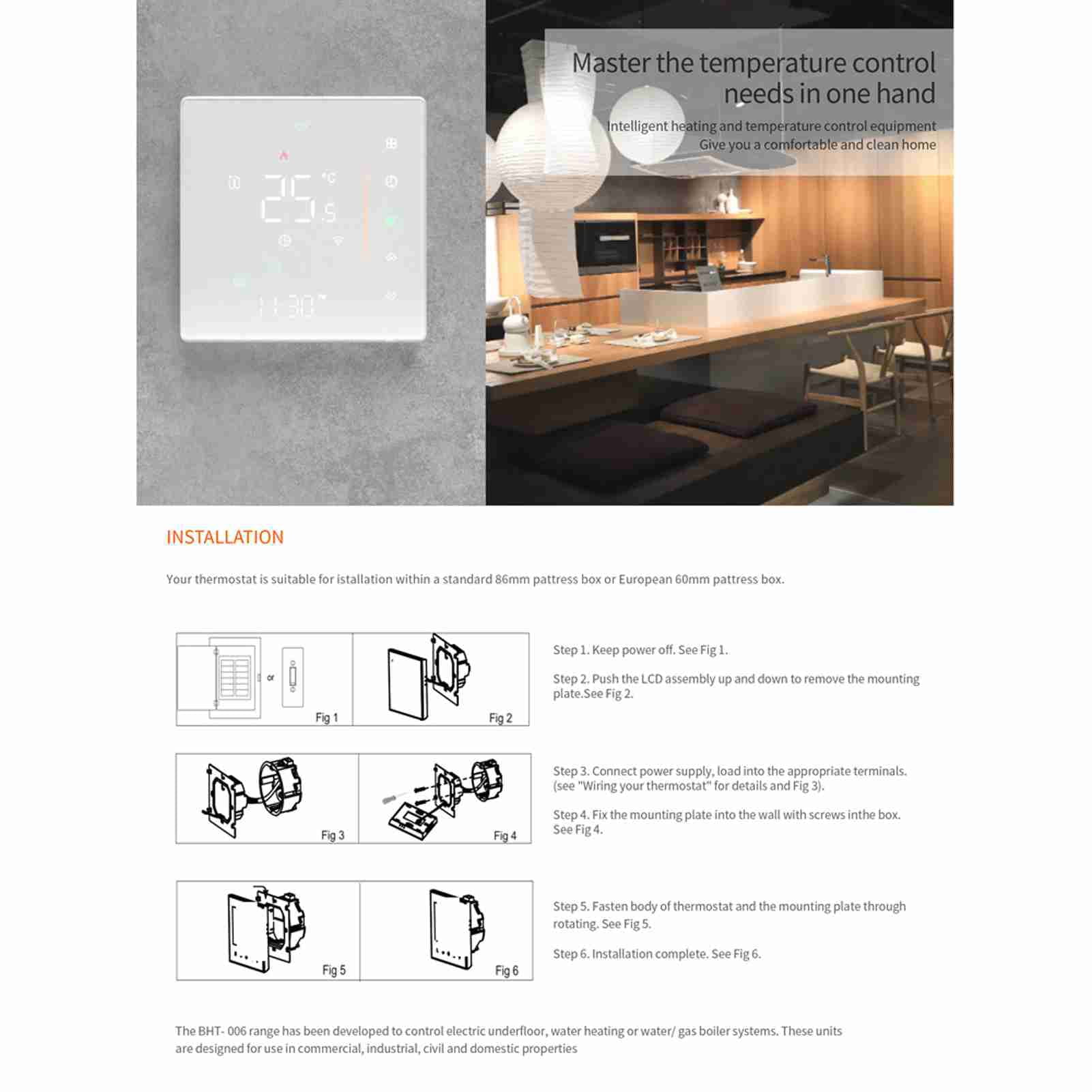 Contrôleur de Température Thermostat Intelligent Wi-Fi Programmable Hebdomadaire Prend en Charge le Contrôle Tactile/ Application Mobile/ Commande Vocale Compatible avec Alexa/ Maison, pour Chauffage de l'Eau 5A Blanc