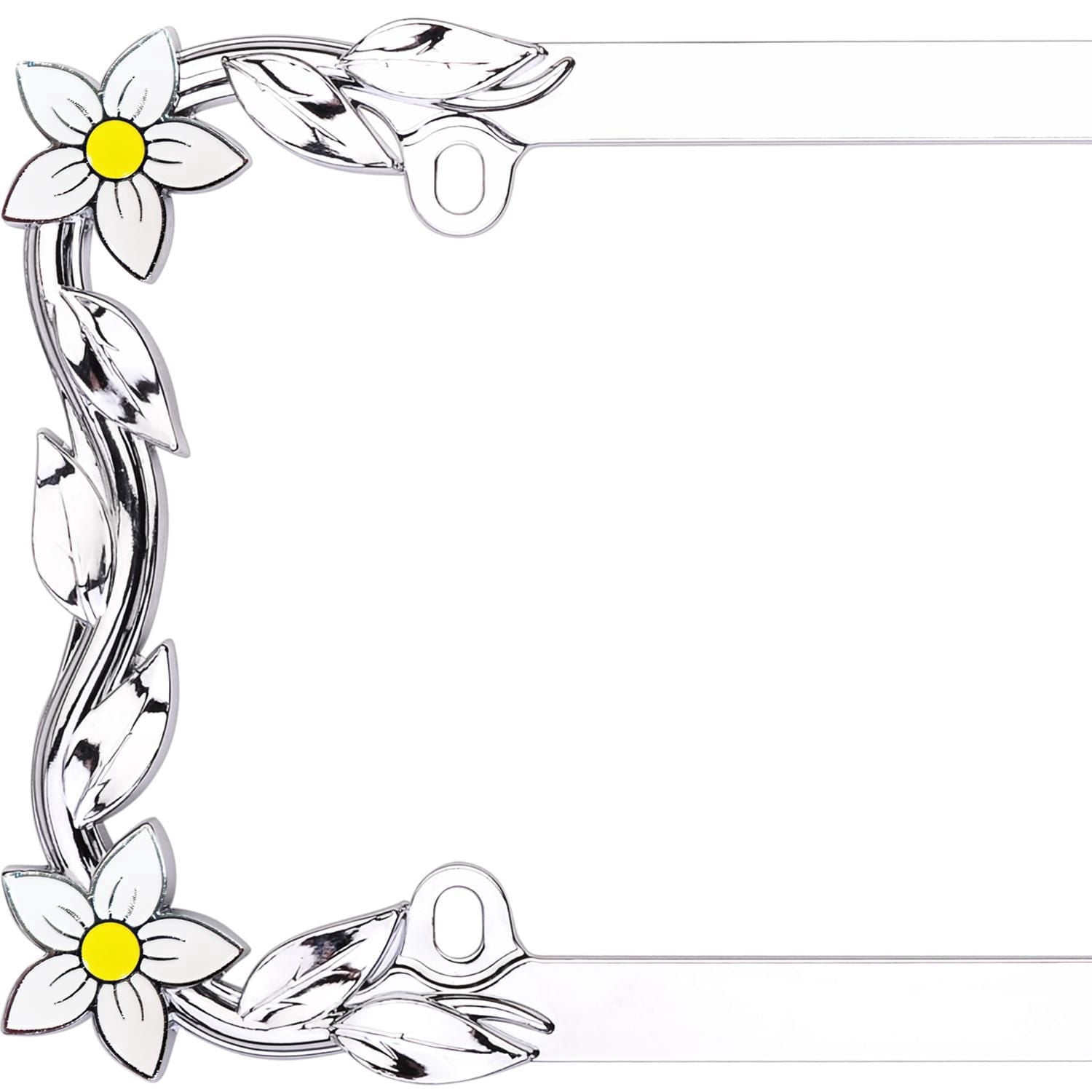Cruiser Accessories Daisy License Plate Frame, Chrome/Painted