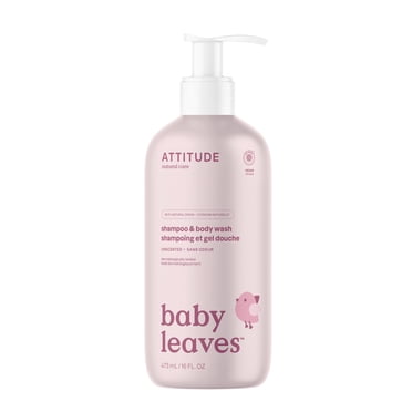 ATTITUDE baby leaves Shampoing et Savon Corps 2 en 1, Sans Odeur, 473 mL
