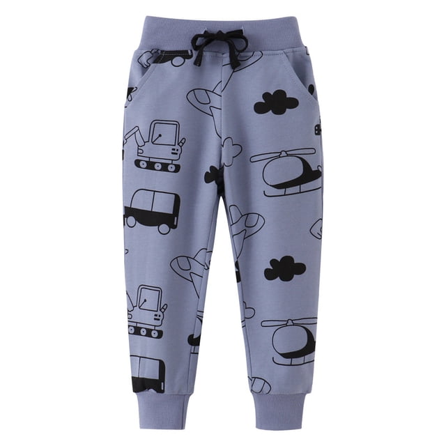 Boys Cotton Sweatpants Kids Jogger Pants Running Jogging Pants With Pockets Drawstring Gray