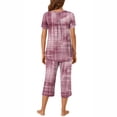 thumbnail image 4 of Rbaofujie Ensemble de Pyjama Short pour Femme, Col Rond, Imprimé, T-Shirt de Nuit à Manches Courtes et Ensemble Pantalon, Tenue d'Intérieur, Pyjamas avec Poches, Ensemble de Pyjama, 4 of 6