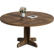 47" Round Dining Table for 4 with Wooden Base - Kitchen & Dining Room Table (Table Only)