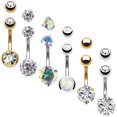 thumbnail image 1 of BodyJ4You 6PCS Belly Button Rings 6 Replacement Balls 14G Goldtone Steel Clear CZ Navel Body Jewelry, 1 of 6