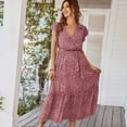 thumbnail image 2 of Robe d'Été Longue à Motif Floral : Robe Bohème Élégante à Col en V, Robe de Plage Décontractée pour Femme, 2 of 4