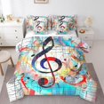 thumbnail image 1 of Rock Music Notes Queen Comforter Set - 7 Pieces Bed in a Bag Set,Musical Bedding Sets Queen with Trippy Reticular Background Quilted Comforter,Flat Sheet,Fitted Sheet,Pillowcases, 1 of 5