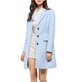 thumbnail image 2 of INSPIRE CHIC Women's Coat Solid Color Notched Lapel Single Breasted Winter Peacoat Blue M, 2 of 7