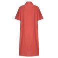 thumbnail image 4 of Robes d'Été Grande Taille pour Femmes 2024 Printemps et Col à Revers Robe en Coton et Lin à Boutons Décontractée avec Poches Robe Chemise à Manches Courtes Économisez jusqu'à 65 % de Rabais!, 4 of 6