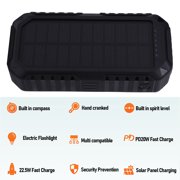 Solar Power Bank, 4 Cables 20000mAh Power Bank  for Emergency Orange,Black