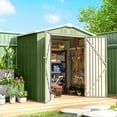 thumbnail image 2 of Outsunny 6.5' x 4'  Outdoor Storage Shed, Metal Garden Shed, Light Green, 2 of 10