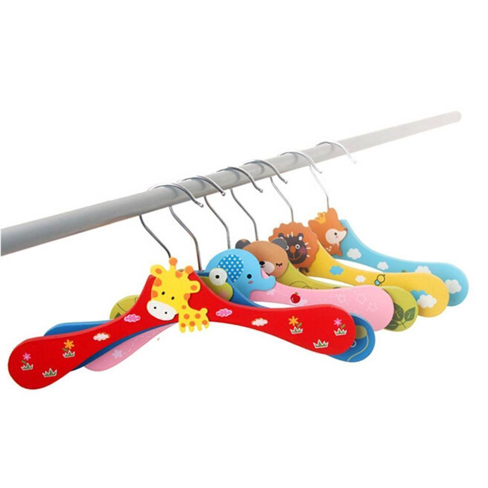 MasteelfCA 5pcs Baby Kids Cartoon Wooden Coat Clothes Pants Hook Hanger Rack Stands (Random Pattern)
