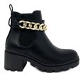 thumbnail image 1 of Women's Lug Sole Mid Chunky Block Heel Fashion Elastic Panel Ankle Bootie, 1 of 4