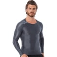 thumbnail image 2 of Jhaoyu Men's Glossy Long Sleeve Compression Shirts Athletic Workout Sports Rash Guard Undershirt Grey XL, 2 of 6