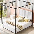 thumbnail image 2 of Noble House Queen Size Upholstery Canopy Platform Bed with Headboard and Metal Frame,White, 2 of 10