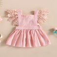 thumbnail image 2 of Toddler Kids Girls Princess Dress Solid Color Lace Fly Sleeve Dress, 2 of 8
