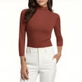thumbnail image 4 of Women's Mock Neck Shirt 2025 - 3/4 Sleeve Slim Fit | Basic Layering Tee, 4 of 9