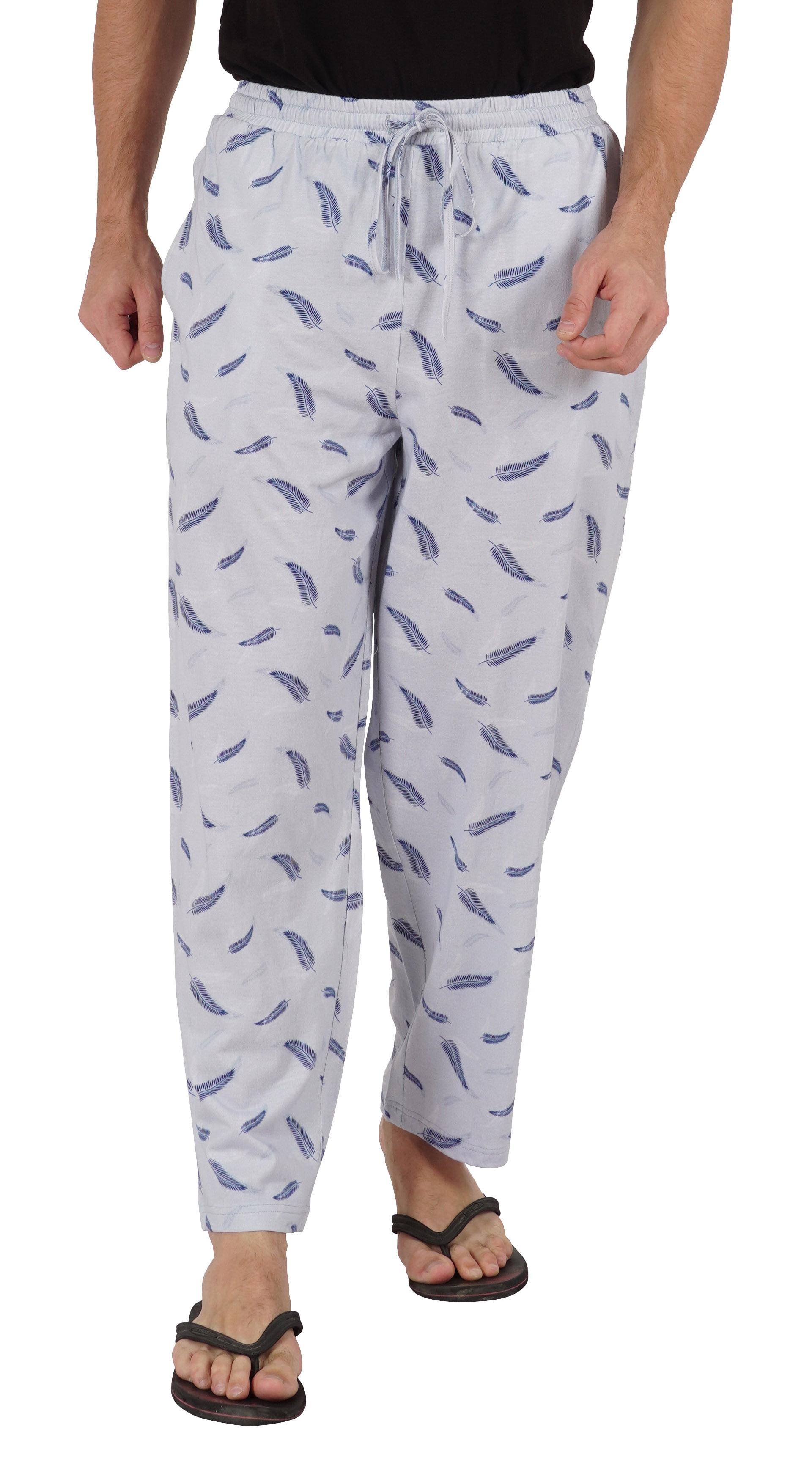 Inkmeso Printed Bottom Cotton Sleep Pajamas For Men's Elastic Waist Pajama Pants w/ Pockets