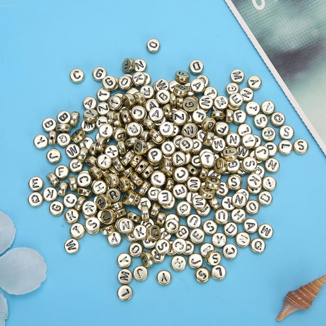 500PCs Acrylic Beads Diy Material Round Accessories Round Letters English Alphabet Beads Bead Assortments