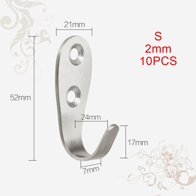 10XSolid Stainless Steel Wall Mount Single Hook Heavy Duty Rustproof Coat Hanger