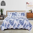 thumbnail image 5 of 3-Piece Reversible Quilt Set with Shams. All-Season Microfiber Bedspread with Floral Print Pattern. Jacqueline Collection (King), 5 of 5