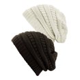 thumbnail image 1 of Womens Knit Beanie Cap Hat (2 PACK), Ivory/Brown, 1 of 1