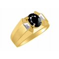 thumbnail image 3 of RYLOS Men's Rings 14K Yellow Gold Rings Classic Designer  9X7MM Oval Gemstone &  Sparkling Diamond Ring Onyx October Birthstone Ring Size 11, 3 of 7