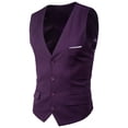 thumbnail image 2 of Jovati Sleeveless Suit Vest for Men, Solid Color, Polyester Blend, Slim Fit, Button Front, Casual Formal Wear, Spring Summer, 2 of 9