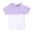 thumbnail image 4 of Économies d'Automne! HVOBTTY Ensemble Décontracté 2 Pcs pour Fille à Manches Courtes, Ensemble 2 Pcs pour Fille à Couleur Unie avec Encolure Ronde Filetée, Manches Courtes et Shorts Violet, 90, 4 of 4