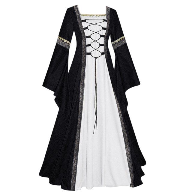 Babysbule Robe pour Femmes Liquidation Robe Vintage Classique Médiévale Longueur au Sol Renaissance Gothique à Manches Longues