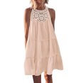 thumbnail image 1 of Penkiiy Robe d'Été Sans Manches pour Femmes, Dos Nu, Décontractée, Ligne A, à Volants, Robe de Plage, Vacances, Mini Robe 2TG Beige, 1 of 7