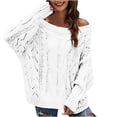 thumbnail image 1 of Yuyuzo Fall Sweaters for Women off Shoulder Oversized Jumper Tops Long Sleeve Basic Knitting Pullover Blouse, 1 of 3