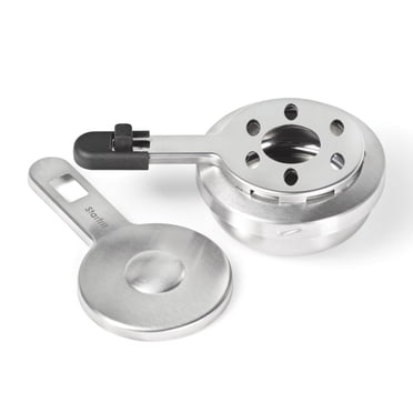 Starfrit Brûleur Ajustable et Sécuritaire Pour Fondue, Acier Inoxydable, Contrôle De Température, 4 Pièces Avec Couvercle, Couvercle Ajustable, Argent