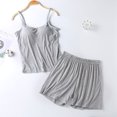 thumbnail image 2 of MeetoTime Pajamas for Women Set Summer Solid Color Spaghetti Strap Camisole with Chest Pad Shorts Homewear, 2 of 6