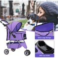 thumbnail image 3 of FDW 3-Wheel Folding Pet Stroller Travel Carrier for Cats & Dogs, Model T13, Purple, 3 of 7
