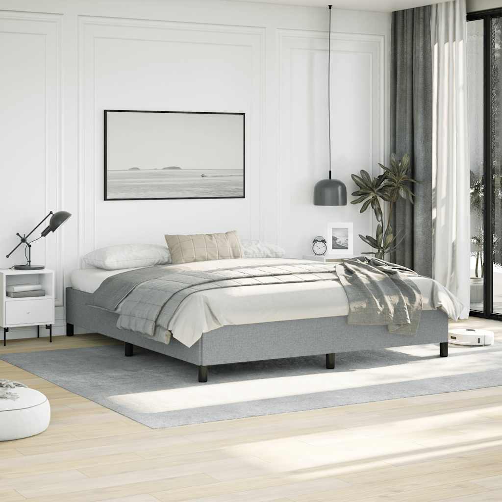 vidaXL Bed Frame Upholstered Platform Bed with Wooden Slats Support Fabric
