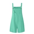 thumbnail image 4 of Womens Casual Summer Overalls Adjustable Straps Cotton Linen Shortalls Solid Shorts Jumpsuits Rompers with Pockets, 4 of 4