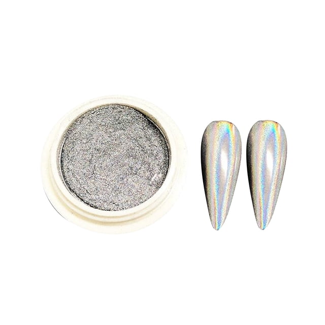 Graflsoa Metallic Nail Mirror Powder - Titanium Chrome Reflective Dust for Stunning Nail Art, LMJ01 Silver Finish